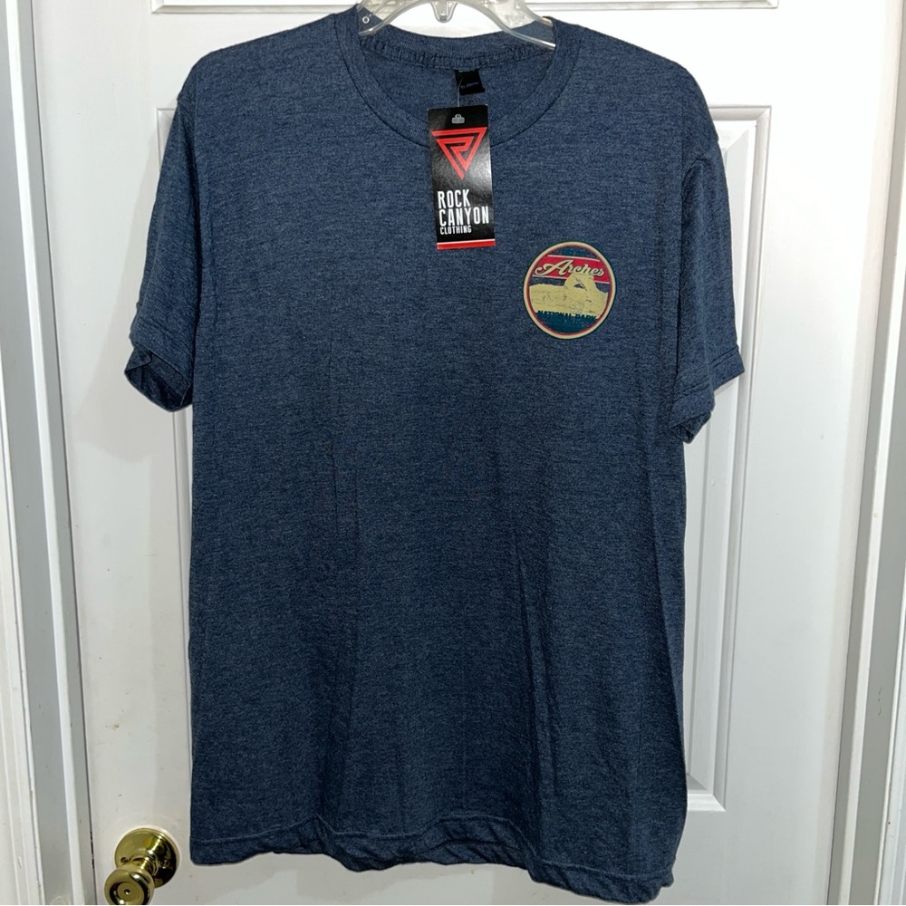 New ARCHES NATIONAL PARK MOAB UTAH BLUE GRAPHIC T-SHIRT short sleeve Men Large